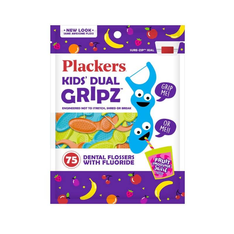 Kids flossing dental fluoride, flossers Placker kids dual grip floss