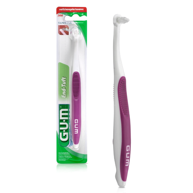 2gum end tuft toothbrush – extra small head for hard-to-reach areas – implants, back teeth, and wisdom teeth – soft dental brush for adults (6pk) Gum toothbrush near me
