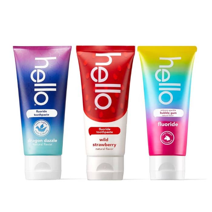 Hello variety (unicorn, strawberry, dragon) fluoride kids toothpaste, anticavity, natural flavors, vegan, sls free, gluten free, ages 2+, 4. 2 ounce (pack of 3) Hello variety (unicorn, strawberry, dragon) fluoride kids toothpaste, anticavity, natural flavors, vegan, sls free, gluten free, ages 2+, 4. 2 ounce (pack of 3)