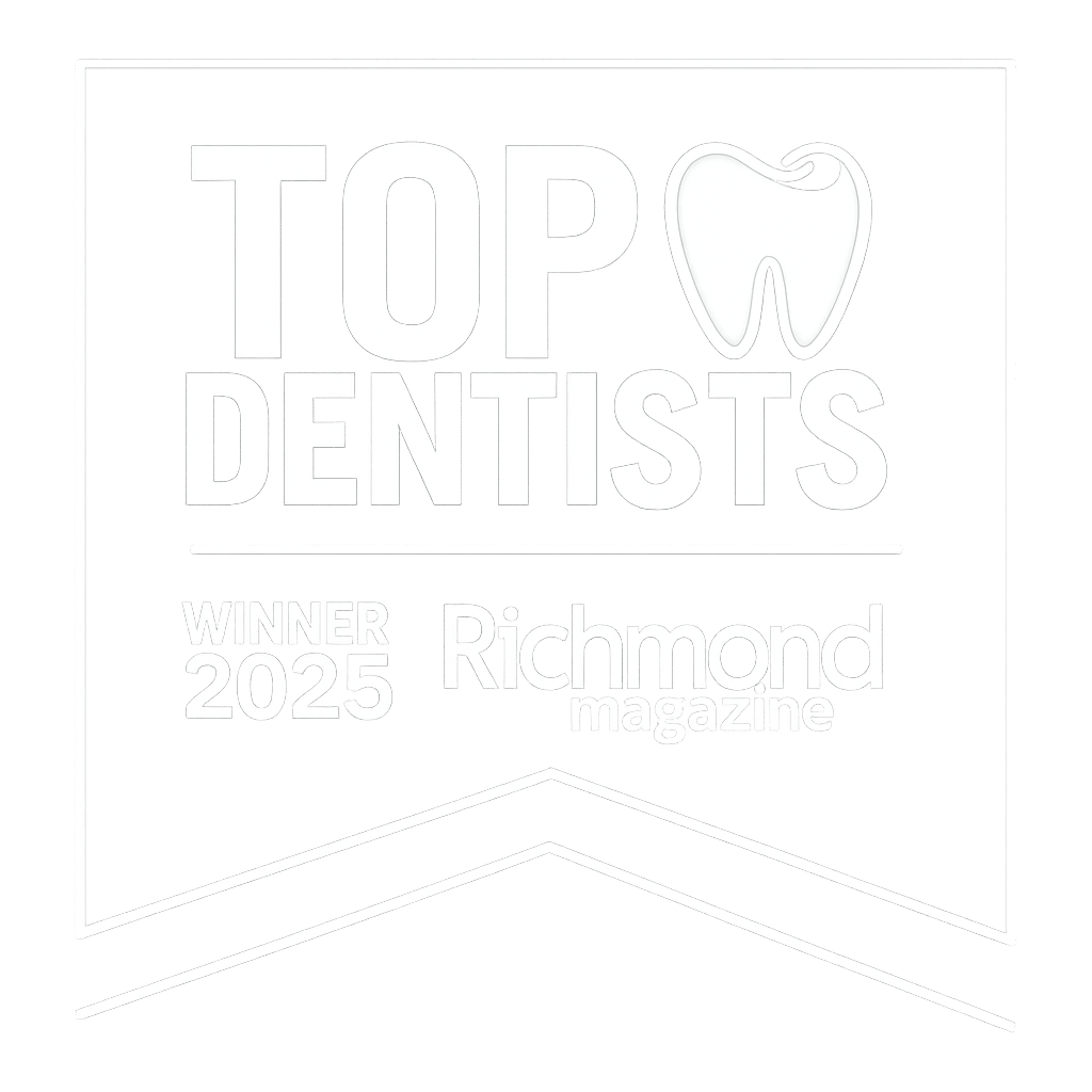 James river family dentistry | cosmetic dentist richmond | richmond dentist, va 13 Top dentists 2025 award badge from richmond magazine recognizing a winner for excellence in dental care